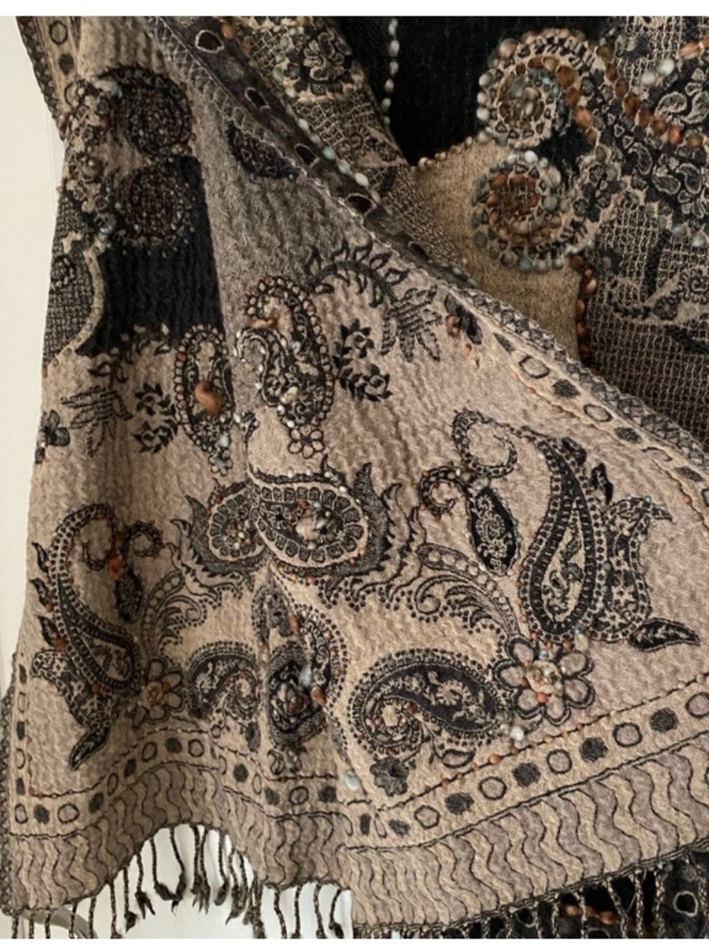 Reversible Shawl Scarf Art To Wear Indie Floral Geometric Paisley Feminine - Picture 1 of 6